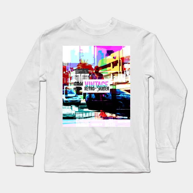 Vintage Retro Skater Long Sleeve T-Shirt by CC_Art4Life